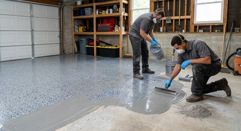 Speckled Garage Floor Painting in Greenville, SC
