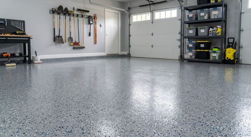 Speckled Garage Floor Painting in Greenville, SC